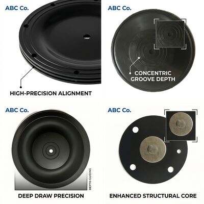 Multi Layer Composite Valve Rubber Diaphragm EPDM PTFE Laminated Chemical Barrier Dual Hardness